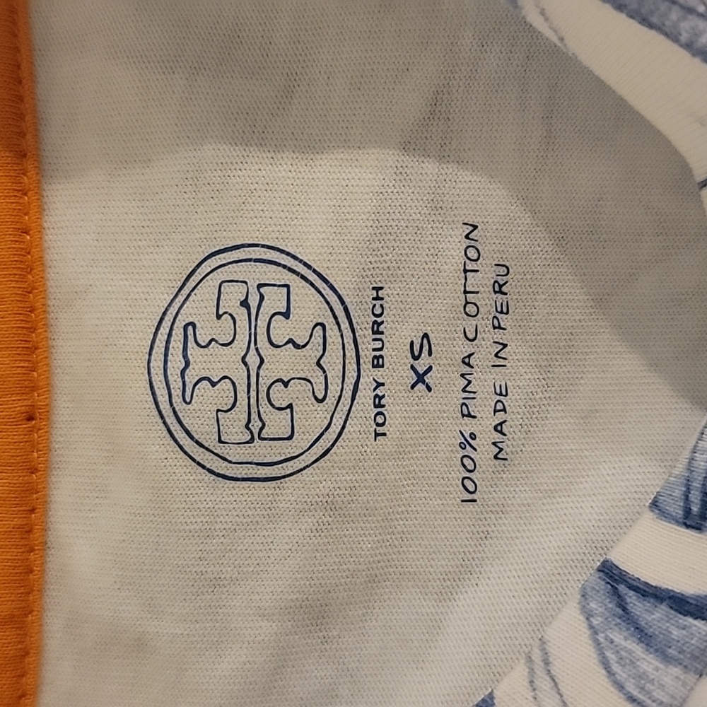 Tory Burch Blue And White Geometric Design T Shirt Size XS - Picture 6 of 6